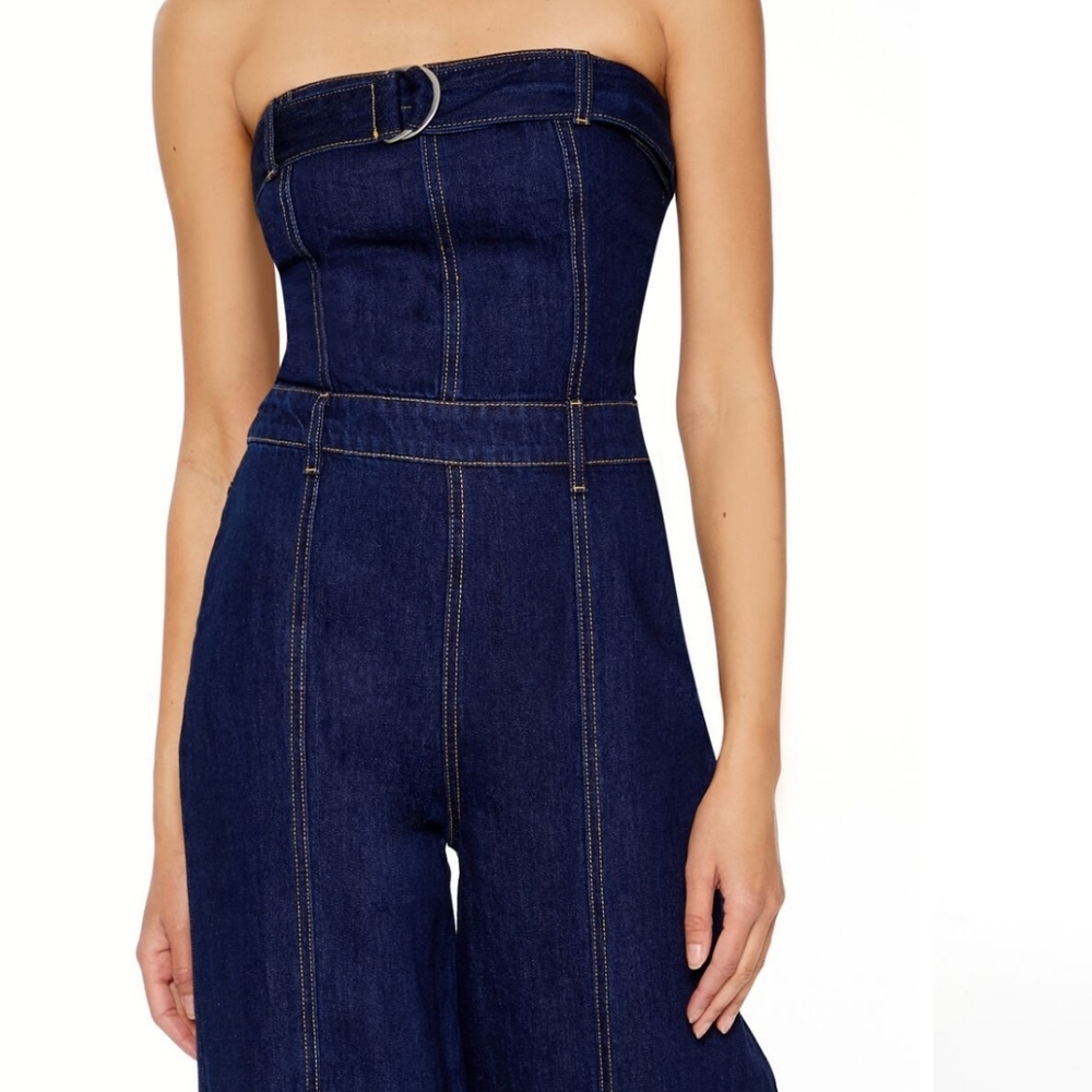 Forever 21 Strapless Denim Jumpsuit Size Small NWT - Picture 4 of 7